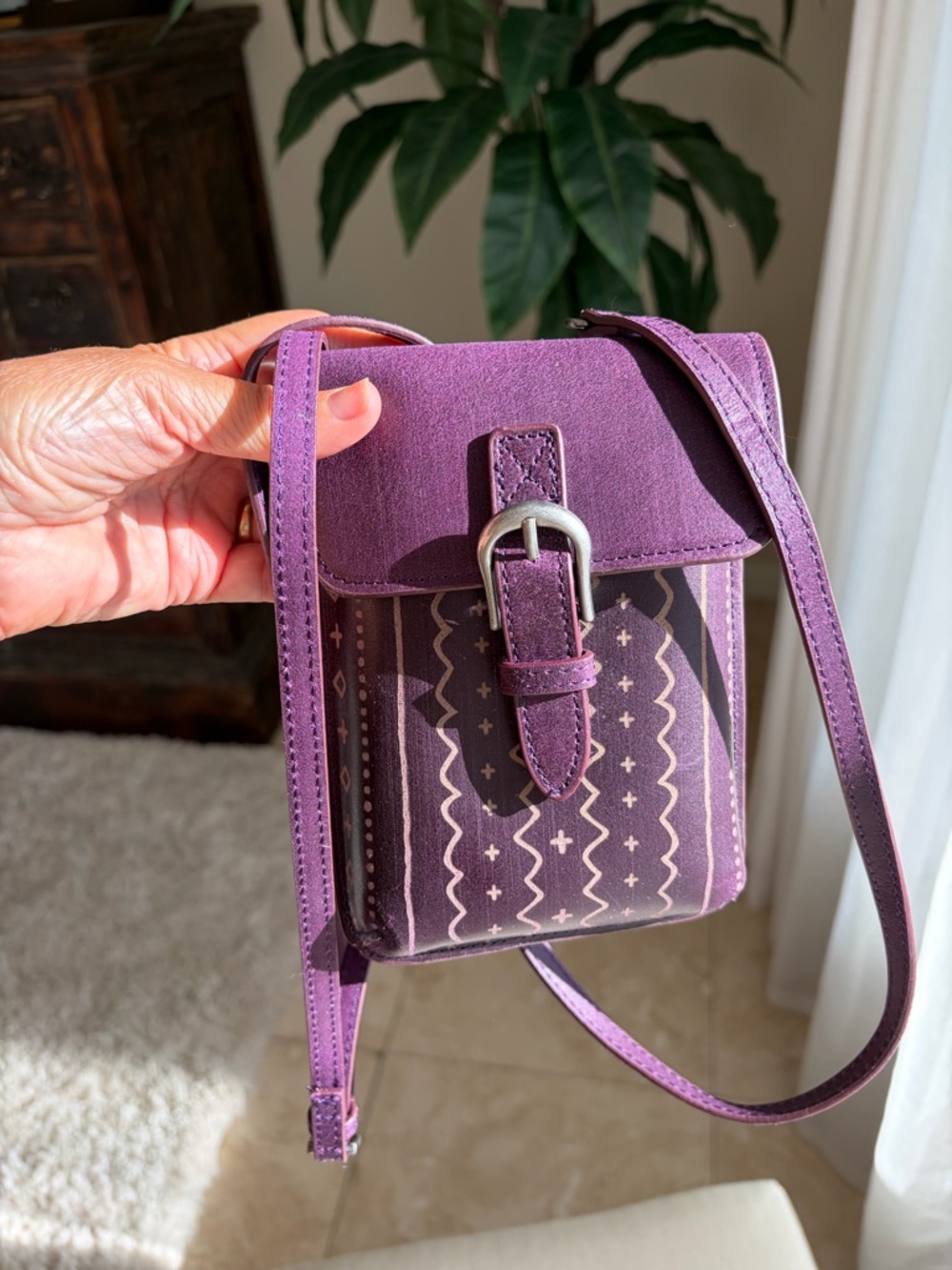 Artisan Purple Leather Crossbody Bag Women’s NWT